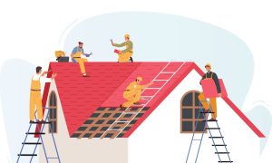 Professional sketch of roof repair service specialists in Palm Bay, FL..